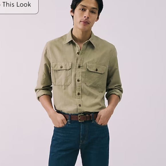 J crew dusty khaki Linen-cotton blend twill workshirt - Picture 4 of 7